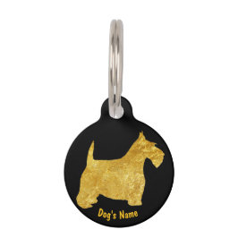 Tag De Pet Dourada Scottie Personalize
