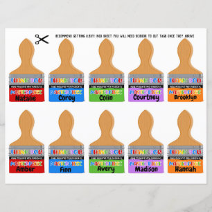 Tag do favor de festa de aniversário da escova da