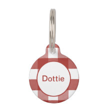 Etiqueta de ID de Pet de Gingham Vermelho Personal