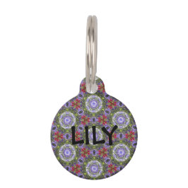 Tag Para Cão Etiqueta de ID Pet da Flor Puro e Rosa