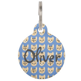 Tag Pet de Nome Personalizável de Cabeça de Gato Amare