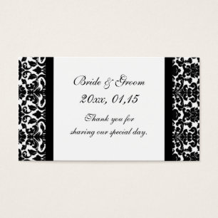 Tag preto e branco do favor do casamento tema