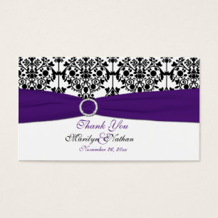 Tag roxo, branco e preto do favor do casamento