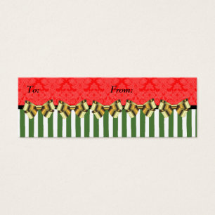 Tag vermelho/verde do Natal de brocado da listra