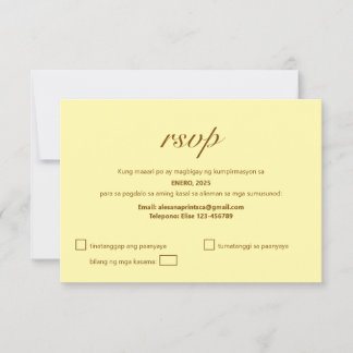 Tagalog RSVP Card Filipino Weding Beige Modern