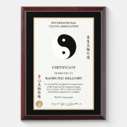 Tai Chi Instructor Certificate