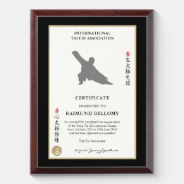 Tai Chi Instructor Certificate