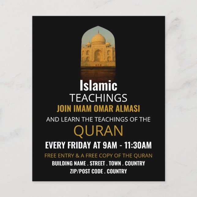 Taj Mahal, Folheto de Publicidade para Ensino Islâ (Frente)