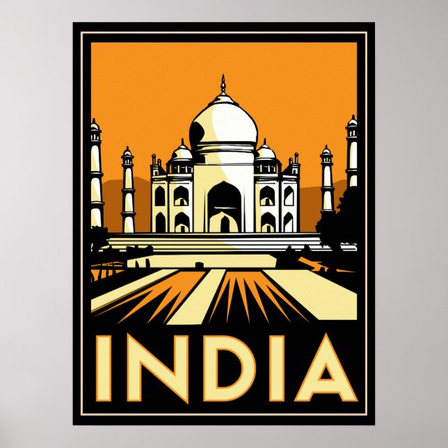 taj mahal india art deco retro poster (Frente)
