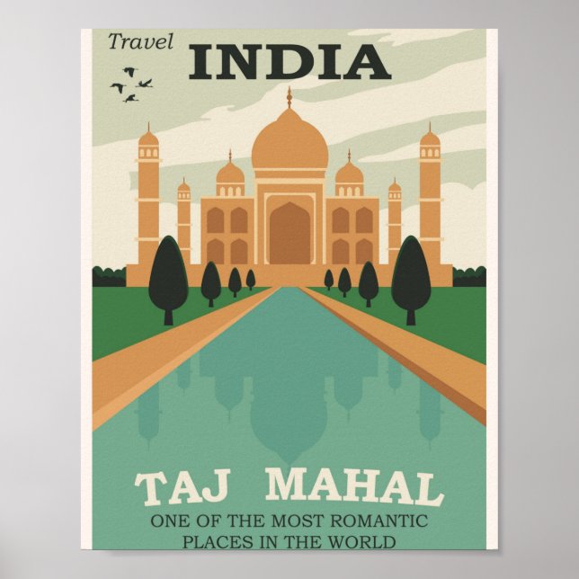 Taj Mahal - Poster de viagens da Índia (Frente)