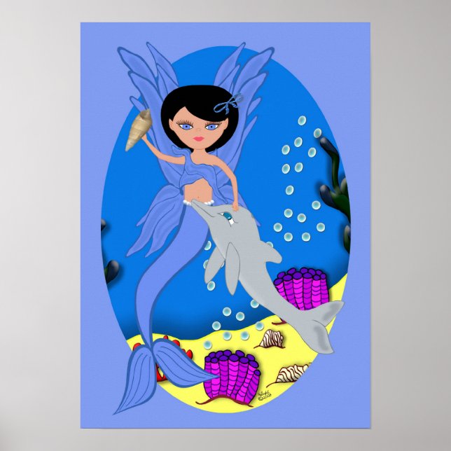 Takara the Blue Merfaery and Dolphin Poster (Frente)