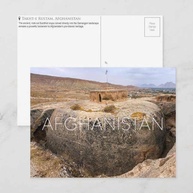 Takht-e-Rustam, cartão postal de viagem do Afegani (Frente/Verso)