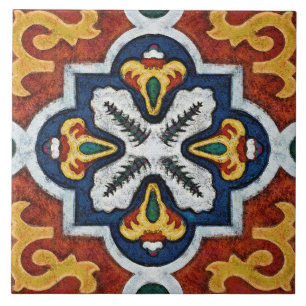 Talavera 03 Vermelho Amarelo Azul Mediterrâneo Geo