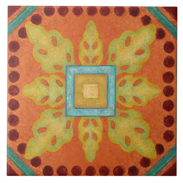 Talavera 04 Orange Yellow Blue Mediterranean Geo (Frente)