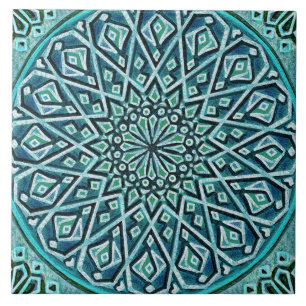 Talavera 05 Azul Turquesa Roseta Mediterrânea