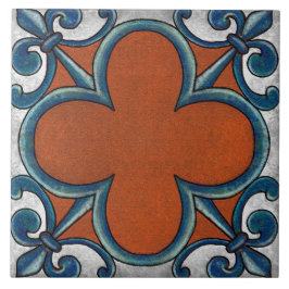 Talavera 07 Rust Blue Grey Mediterranean Geo