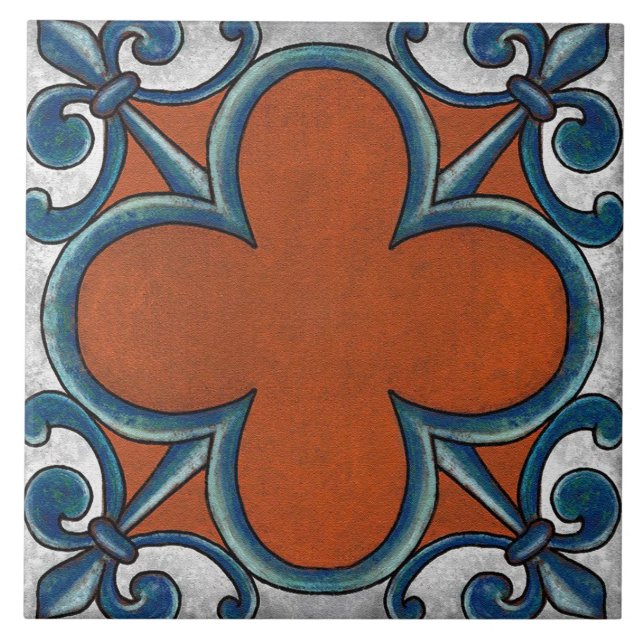 Talavera 07 Rust Blue Grey Mediterranean Geo (Frente)