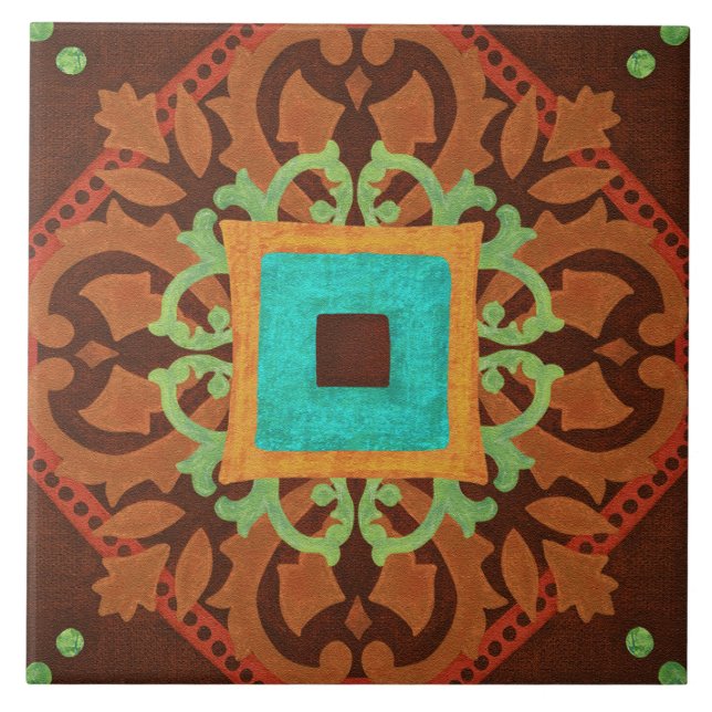 Talavera 08 Rust Blue Brown Mediterranean Geo (Frente)