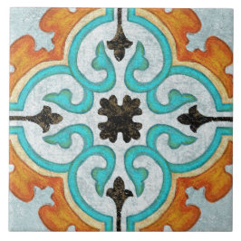 Talavera 09 Orange Grey Aqua Mediterranean Geo
