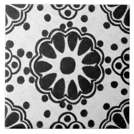 Talavera 12 Black White Grey Mediterranean Floral