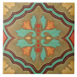 Talavera 13 Olive Green Aqua Mediterranean Floral