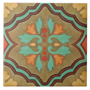 Talavera 13 Verde Oliva Aqua Floral Mediterrâneo