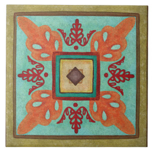 Talavera 15 Oliva Água Laranja Floral Mediterrâneo