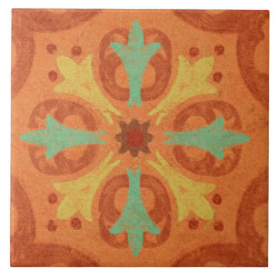 Talavera 16 Laranja Ferrugem Aquamarinho Geo Medit