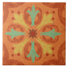 Talavera 16 Orange Rust Aqua Mediterranean Geo
