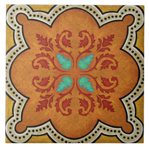 Talavera 17 Laranja Vermelho Aqua Floral Mediterrâ
