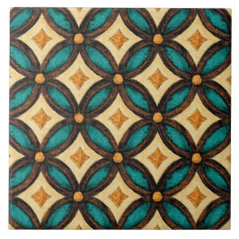 Talavera 18 Teal Brown Ivory Mediterranean Lattice
