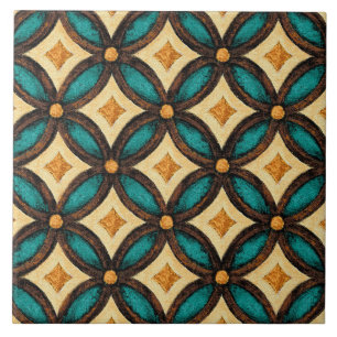 Talavera 18 Verde Turquesa Marrom Marfim Treliça M