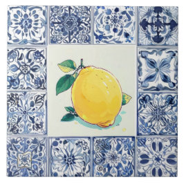 Talavera Lemon - Blue and White Mediterranean
