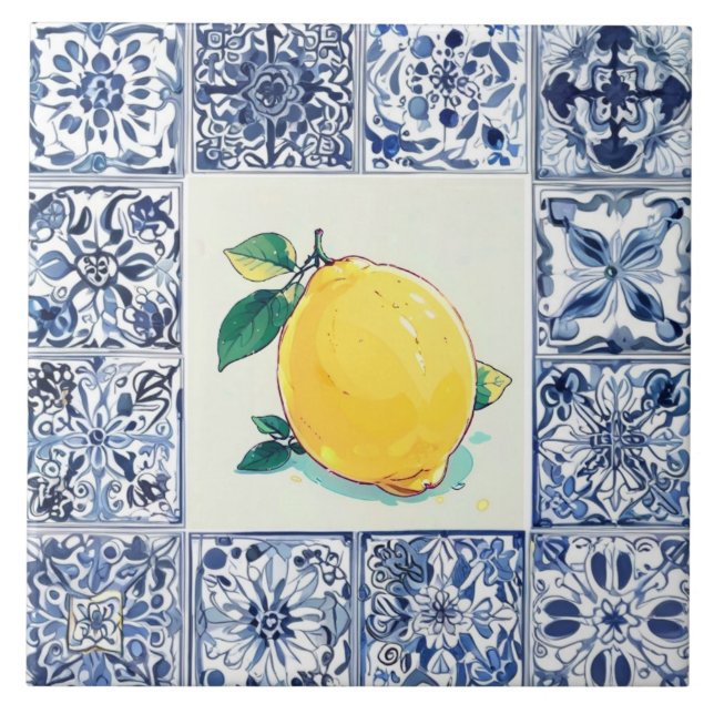 Talavera Lemon - Blue and White Mediterranean (Frente)