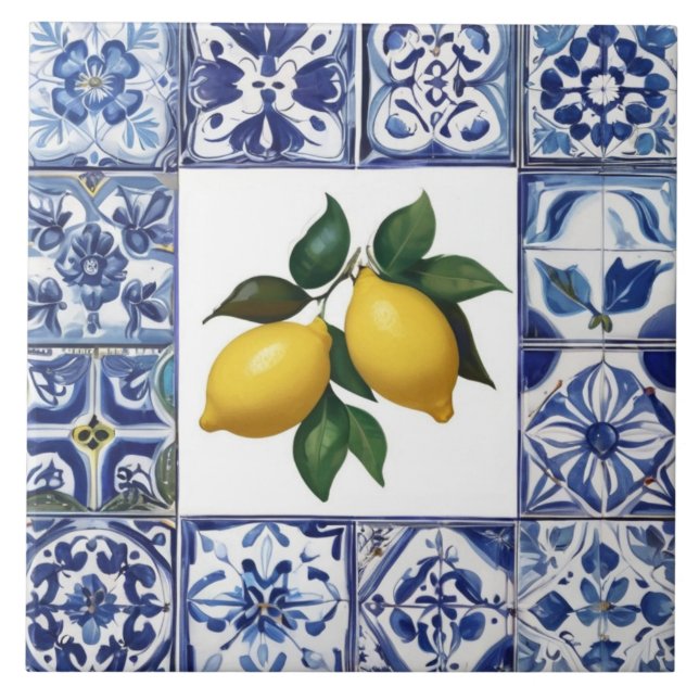 Talavera Lemons - Blue and White Mediterranean (Frente)