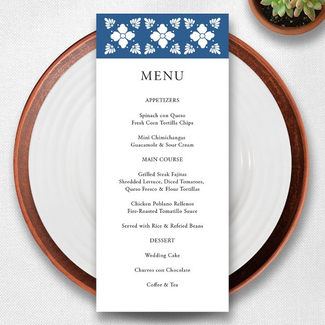 Talavera Style Mexicano Weding Menu Card (Talavera Style Mexican Wedding Menu Card)