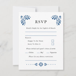 Talavera Style Mexicano Weding RSVP Card