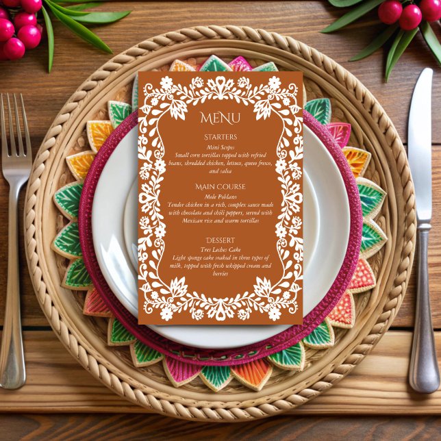 Talavera terracotta Cartões de cardápio mexicano (Talavera terracotta Mexican wedding menu cards personalized printed menu cards personalized decor)