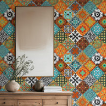 Talavera Tles Turquoise Teal Orange Black White 