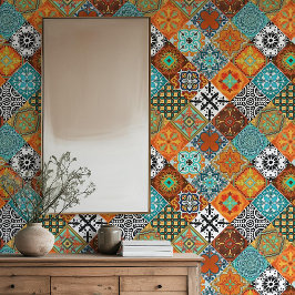 Talavera Tles Turquoise Teal Orange Black White 
