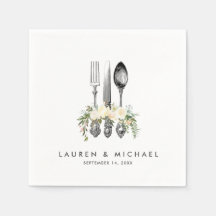 talheres de marfim floral verde guardanapos de cas