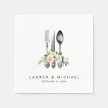 talheres florais blush verde guardanapos de casame