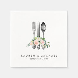 talheres florais blush verde guardanapos de casame