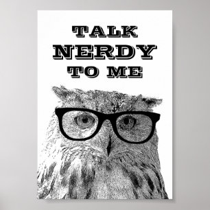 Talk nerdy to me   Funny quote owl poster