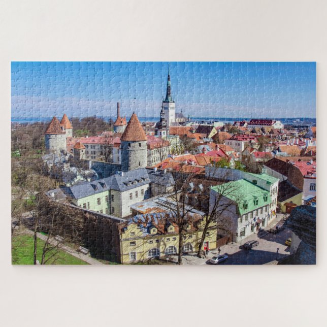 Tallinn centro vista aérea jigserra quebra-cabeça (Horizontal)