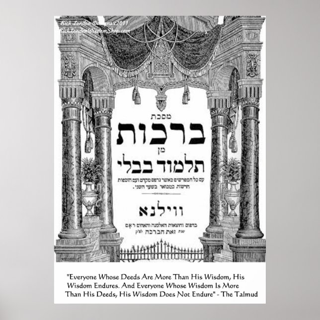 Talmud "Wisdom/Deeds" Cotação Poster (Frente)