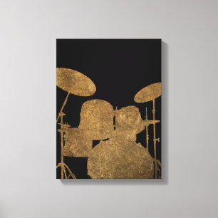 Tambor Kit Silhouter Canvas Drummer Música Arte