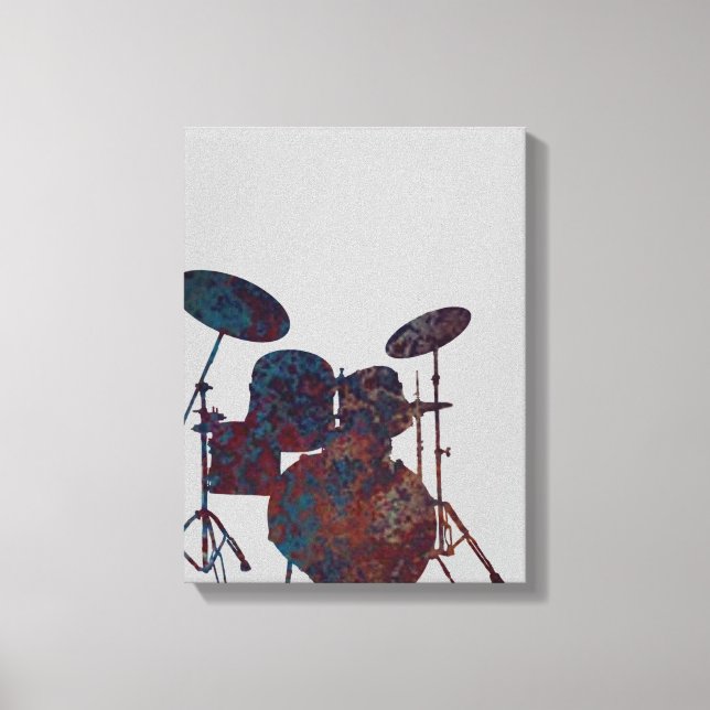 Tambor Kit Silhouter Canvas Drummer Música Arte (Frente)