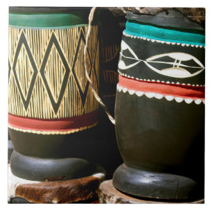 Tambores esculpidos à mão, Livingston, Zâmbia