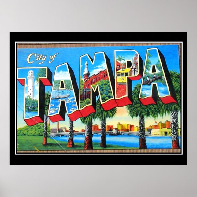 Tampa Cidade Poster vintage de Tampa (Frente)